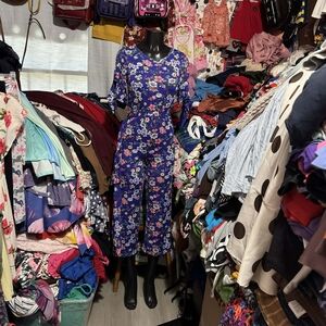 Rare Editions Blue Floral V-Neck Wide-Leg Jumpsuit